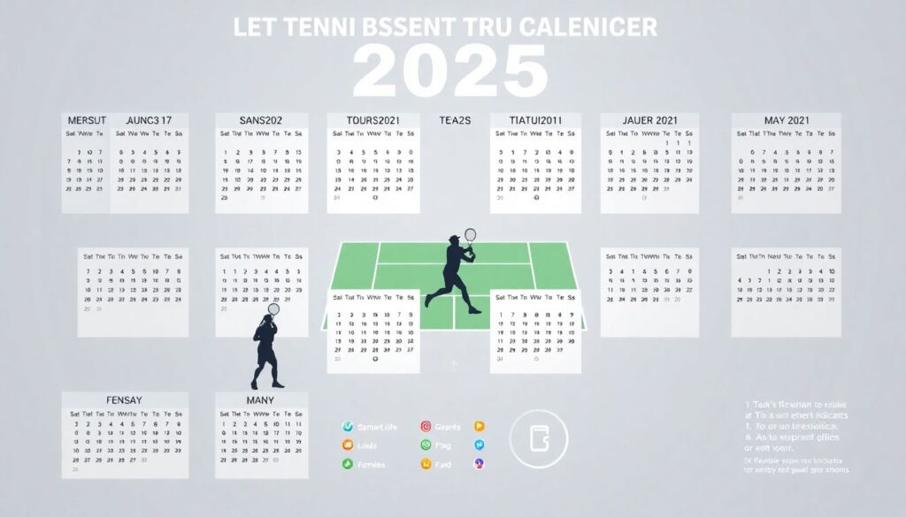 График турниров по теннису на год с датами - иллюстрация