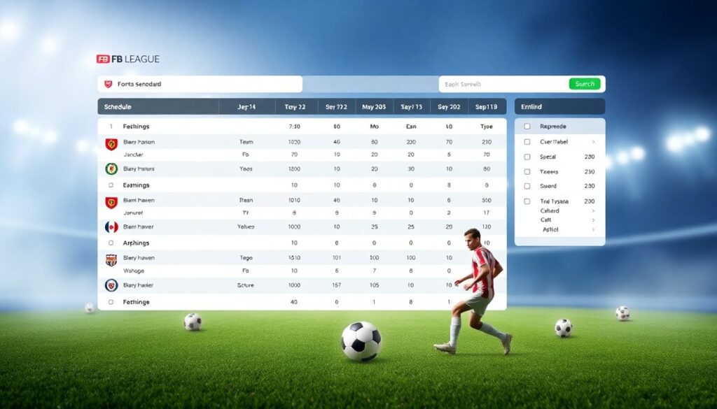 Сводные расписания матчей по Лиге FB по футболу - иллюстрация