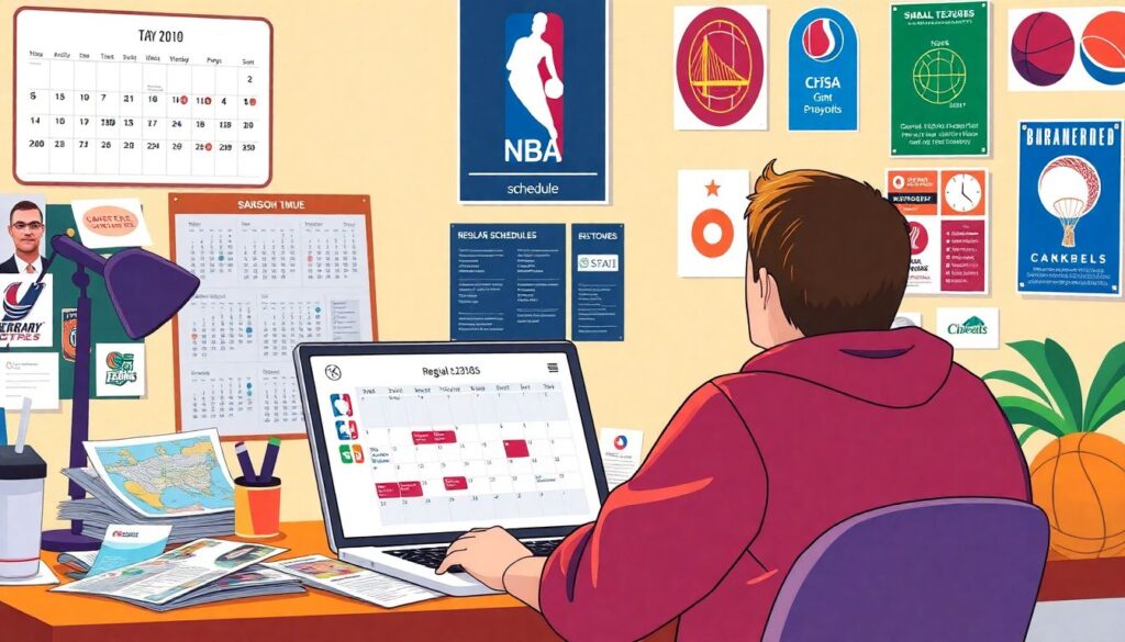 Планы сеток и расписания по баскетболу на сезон - иллюстрация