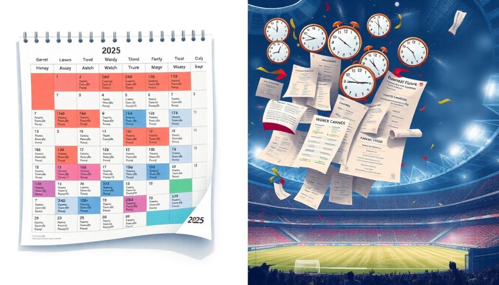 Календарь турниров и график трансляций в мировом футболе - иллюстрация